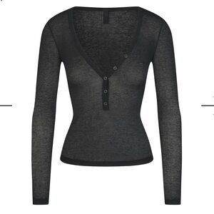 SKIMS Sheer Rib Henley ~ Soot